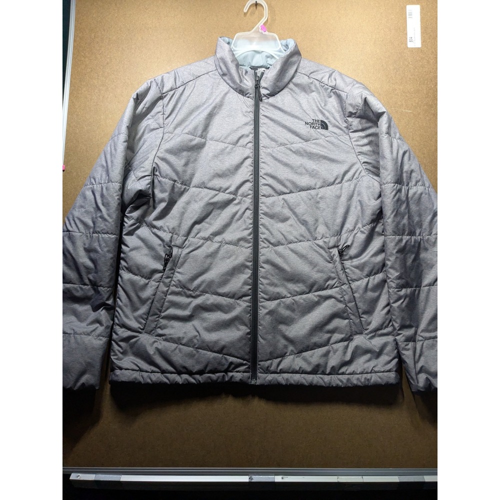 The North Face Mens Grey Heathered Insulated Puffer Jacket Full Zip Size Large